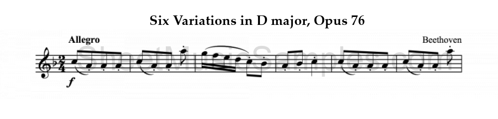 Six Variations in D major, Opus 76