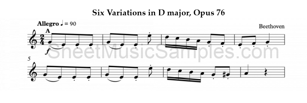 Six Variations in D major, Opus 76