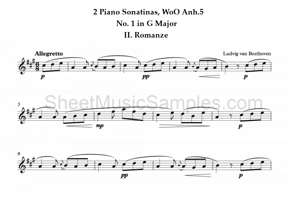 2 Piano Sonatinas, WoO Anh.5 - No. 1 in G Major - II. Romanze