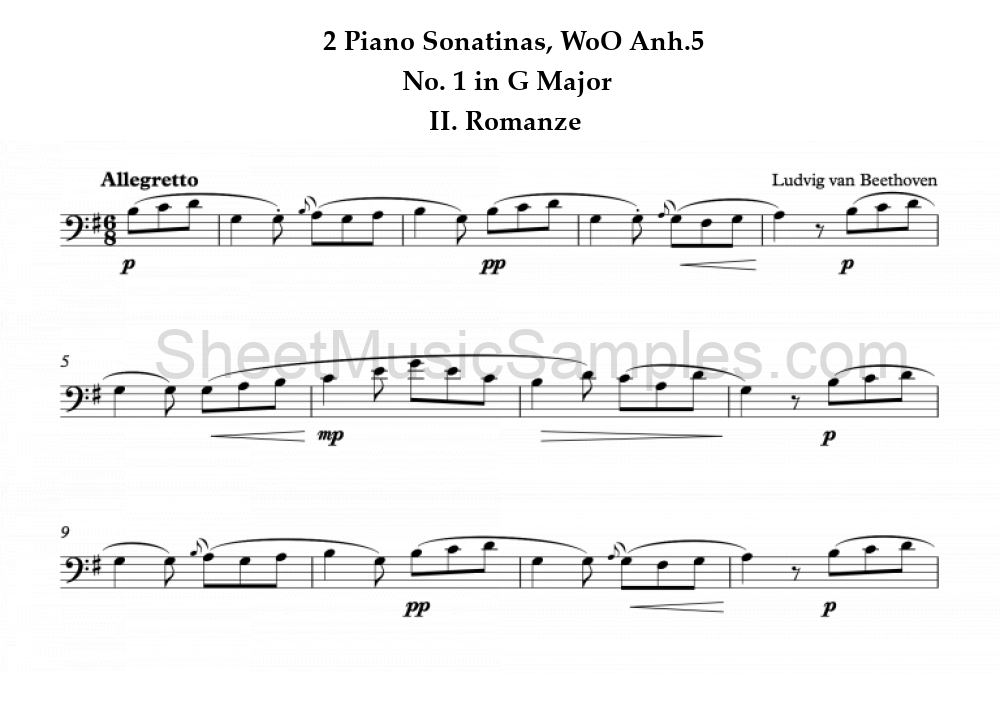 2 Piano Sonatinas, WoO Anh.5 - No. 1 in G Major - II. Romanze