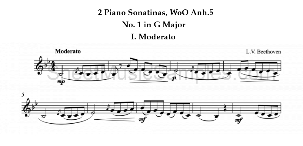 2 Piano Sonatinas, WoO Anh.5 - No. 1 in G Major - I. Moderato