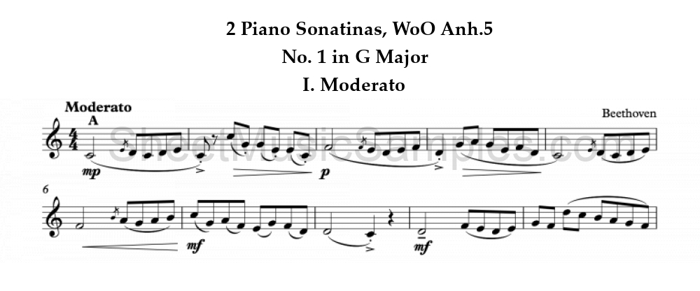 2 Piano Sonatinas, WoO Anh.5 - No. 1 in G Major - I. Moderato