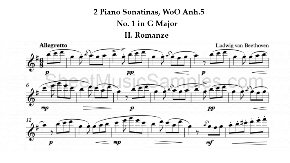 2 Piano Sonatinas, WoO Anh.5 - No. 1 in G Major - II. Romanze