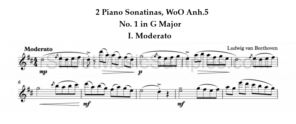 2 Piano Sonatinas, WoO Anh.5 - No. 1 in G Major - I. Moderato