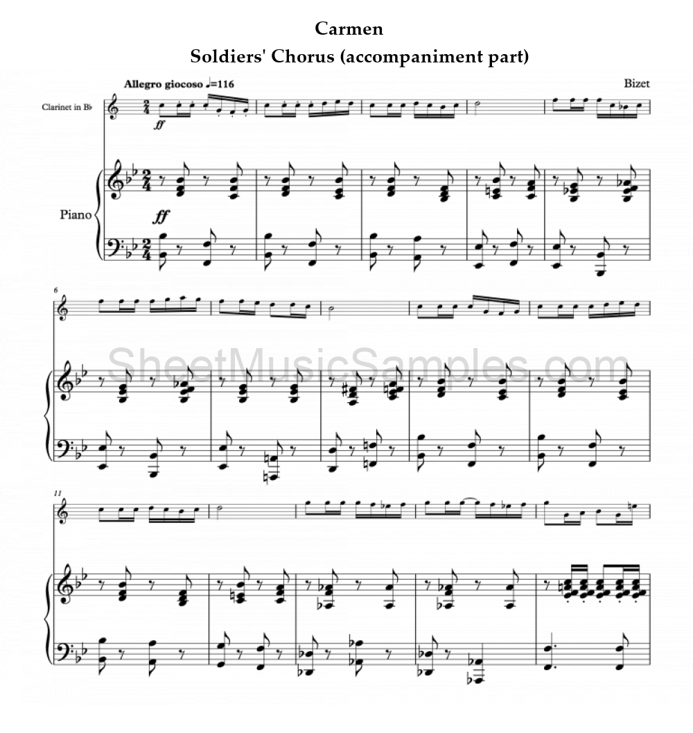 Carmen - Soldiers' Chorus (accompaniment part)