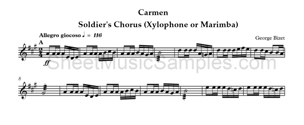 Carmen - Soldier's Chorus (Xylophone or Marimba)