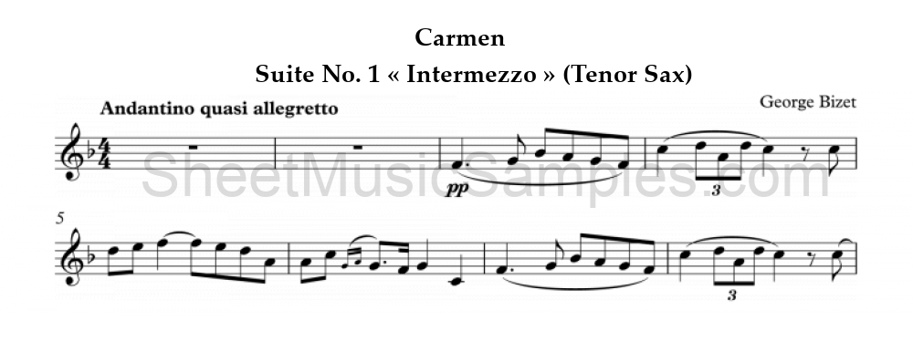 Carmen - Suite No. 1 « Intermezzo » (Tenor Sax)