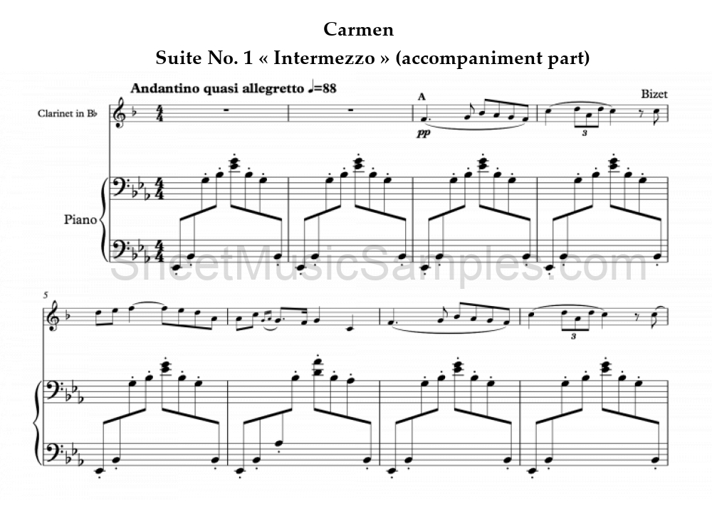 Carmen - Suite No. 1 « Intermezzo » (accompaniment part)