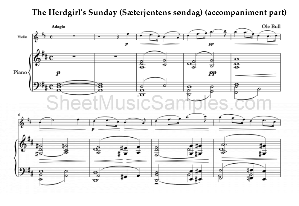 The Herdgirl's Sunday (Sæterjentens søndag) (accompaniment part)