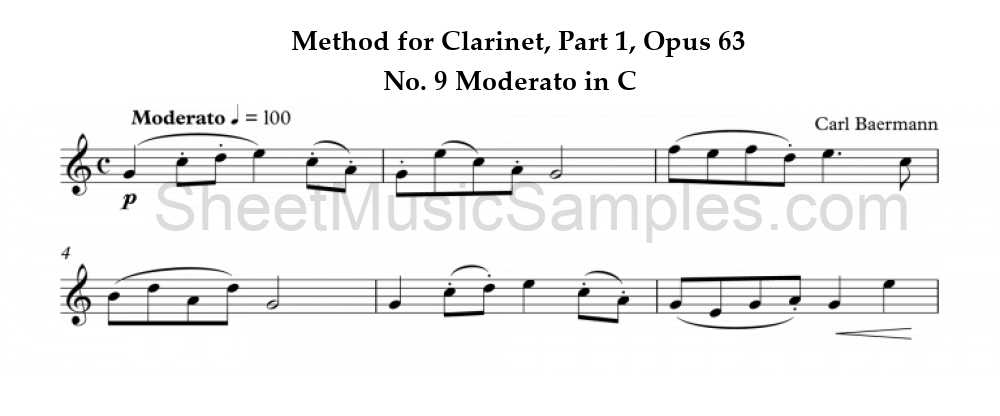 Method for Clarinet, Part 1, Opus 63 - No. 9 Moderato in C