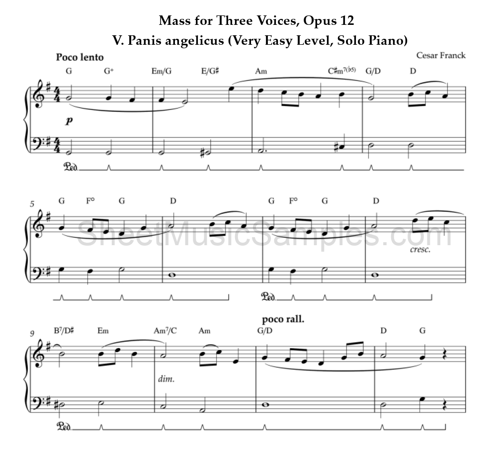 Mass for Three Voices, Opus 12 - V. Panis angelicus (Very Easy Level, Solo Piano)