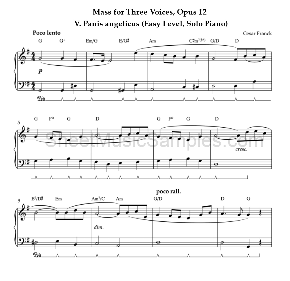 Mass for Three Voices, Opus 12 - V. Panis angelicus (Easy Level, Solo Piano)