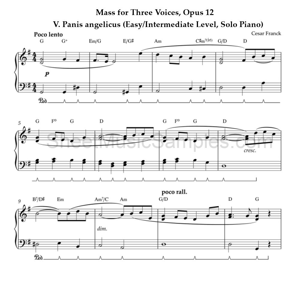 Mass for Three Voices, Opus 12 - V. Panis angelicus (Easy/Intermediate Level, Solo Piano)