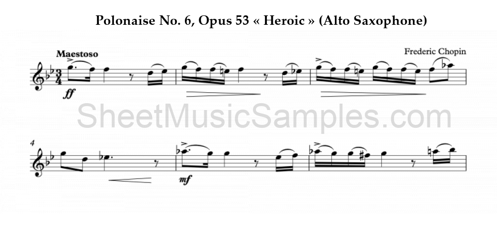 Polonaise No. 6, Opus 53 « Heroic » (Alto Saxophone)