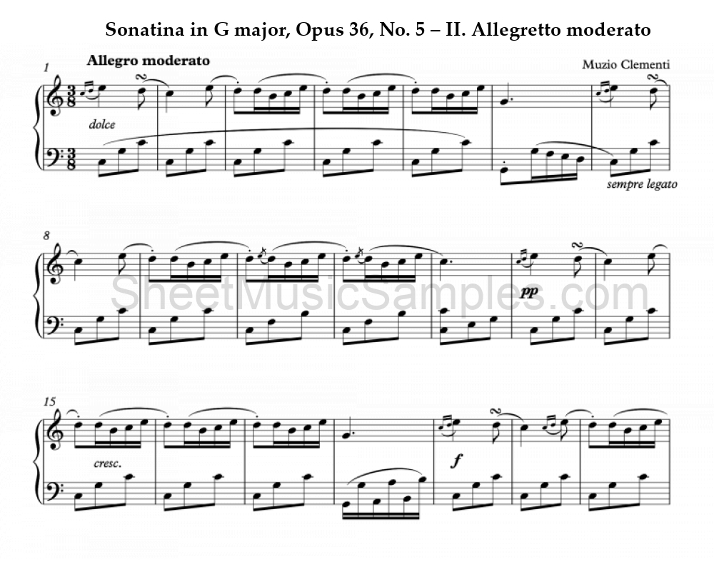 Sonatina in G major, Opus 36, No. 5 – II. Allegretto moderato