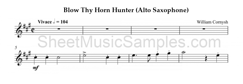 Blow Thy Horn Hunter (Alto Saxophone)