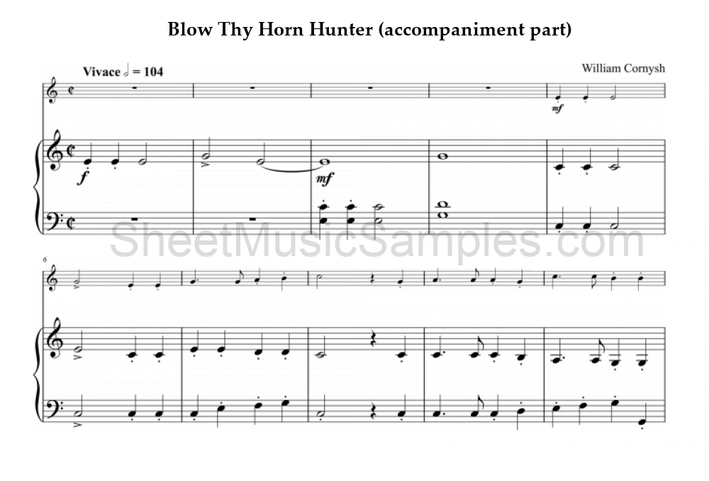 Blow Thy Horn Hunter (accompaniment part)