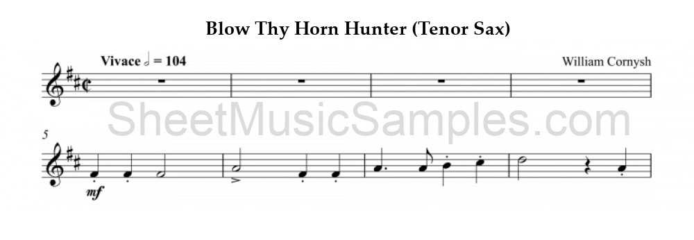 Blow Thy Horn Hunter (Tenor Sax)