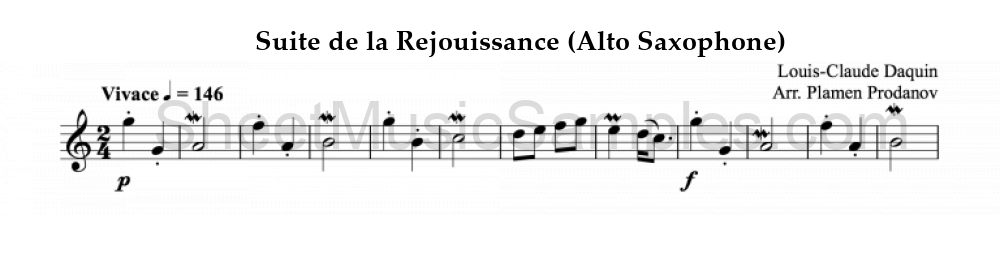 Suite de la Rejouissance (Alto Saxophone)