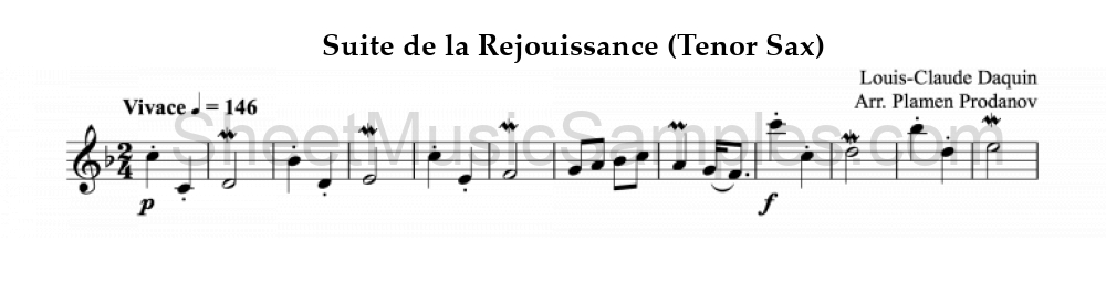 Suite de la Rejouissance (Tenor Sax)