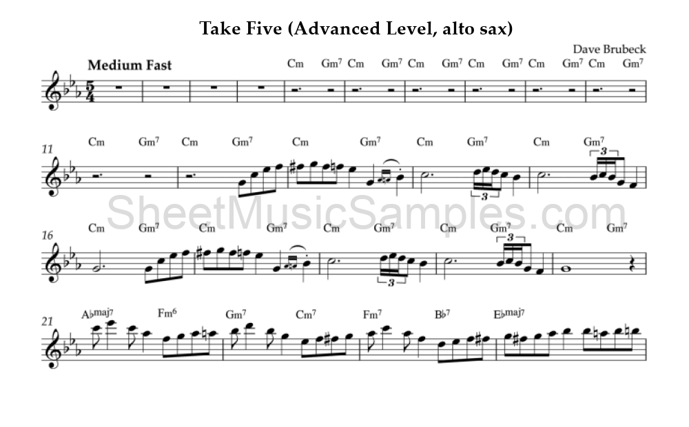 Take Five (Advanced Level, alto sax)