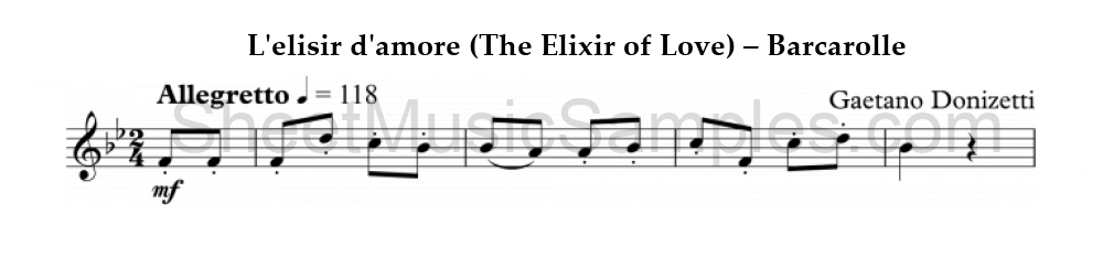 L'elisir d'amore (The Elixir of Love) – Barcarolle