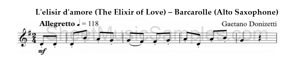 L'elisir d'amore (The Elixir of Love) – Barcarolle (Alto Saxophone)