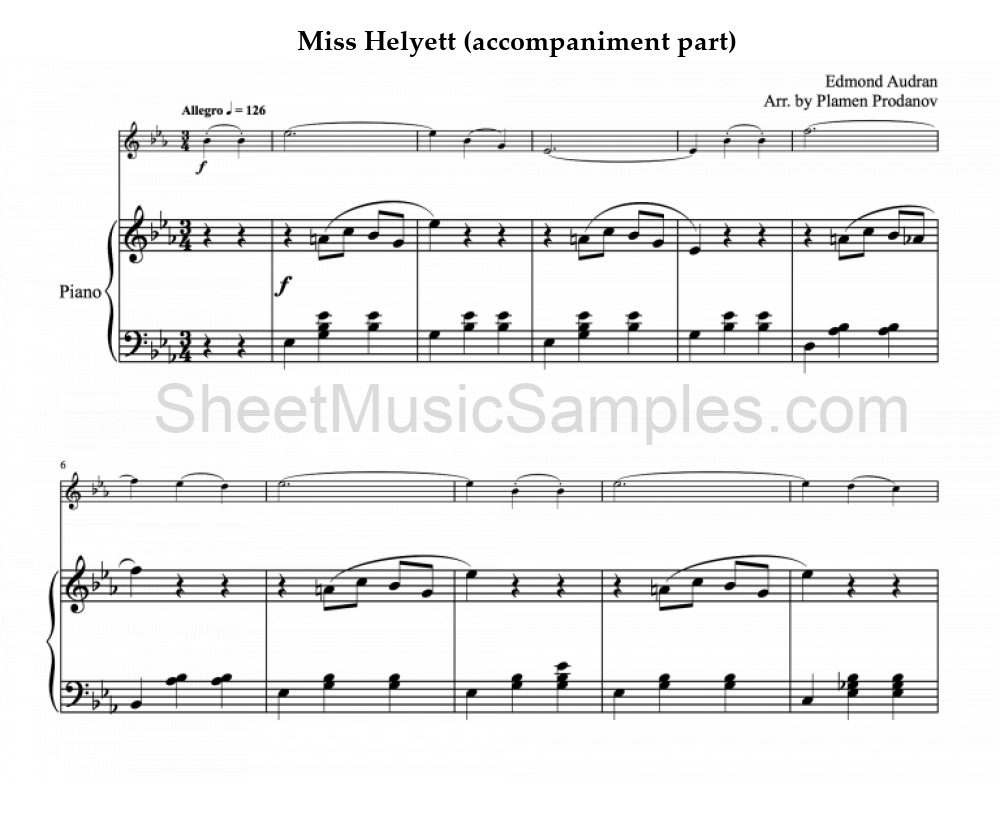 Miss Helyett (accompaniment part)