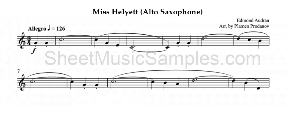 Miss Helyett (Alto Saxophone)