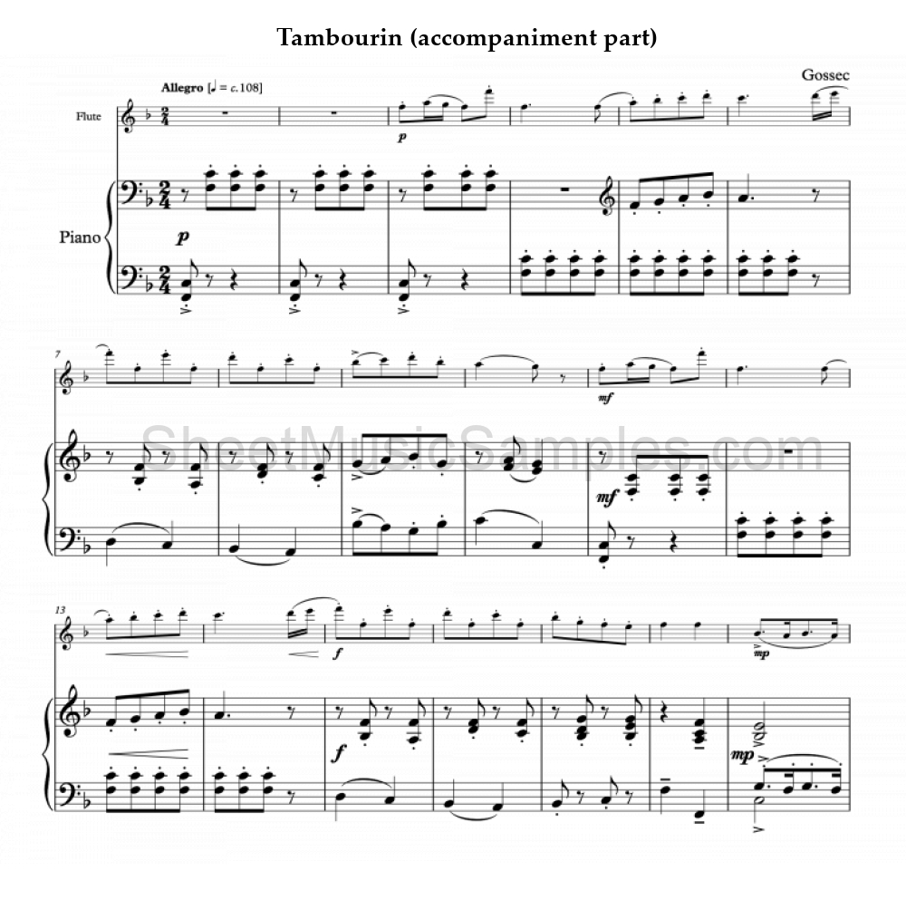 Tambourin (accompaniment part)