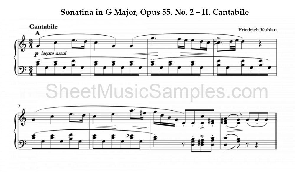 Sonatina in G Major, Opus 55, No. 2 – II. Cantabile