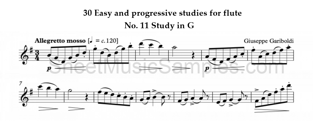 30 Easy and progressive studies for flute - No. 11 Study in G