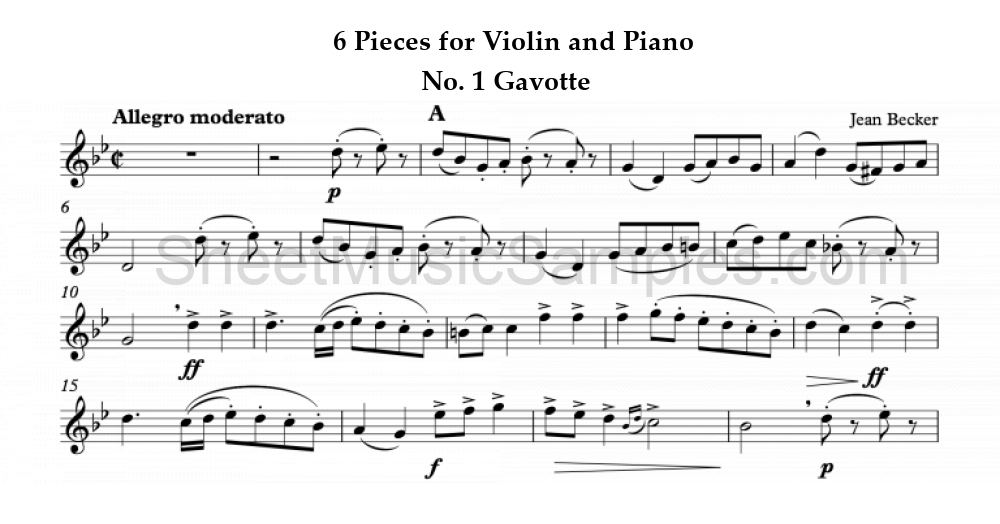 6 Pieces for Violin and Piano - No. 1 Gavotte