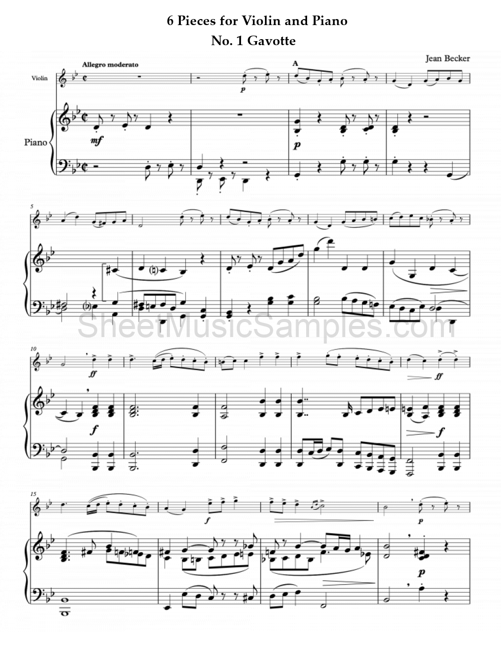 6 Pieces for Violin and Piano - No. 1 Gavotte