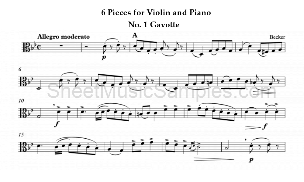 6 Pieces for Violin and Piano - No. 1 Gavotte