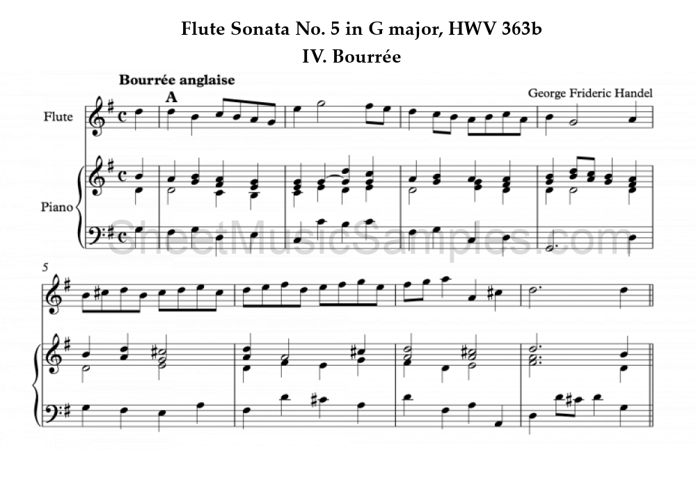 Flute Sonata No. 5 in G major, HWV 363b - IV. Bourrée