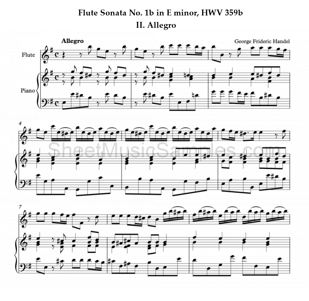 Flute Sonata No. 1b in E minor, HWV 359b - II. Allegro