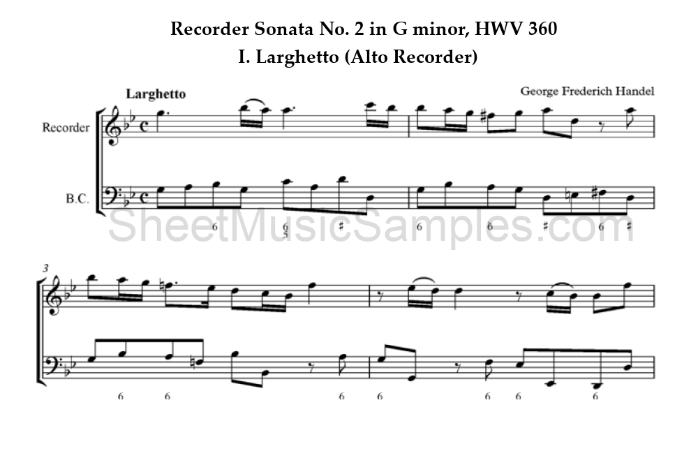 Recorder Sonata No. 2 in G minor, HWV 360 - I. Larghetto (Alto Recorder)