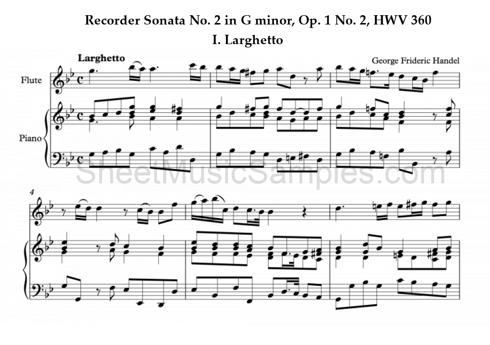 Recorder Sonata No. 2 in G minor, Op. 1 No. 2, HWV 360 - I. Larghetto