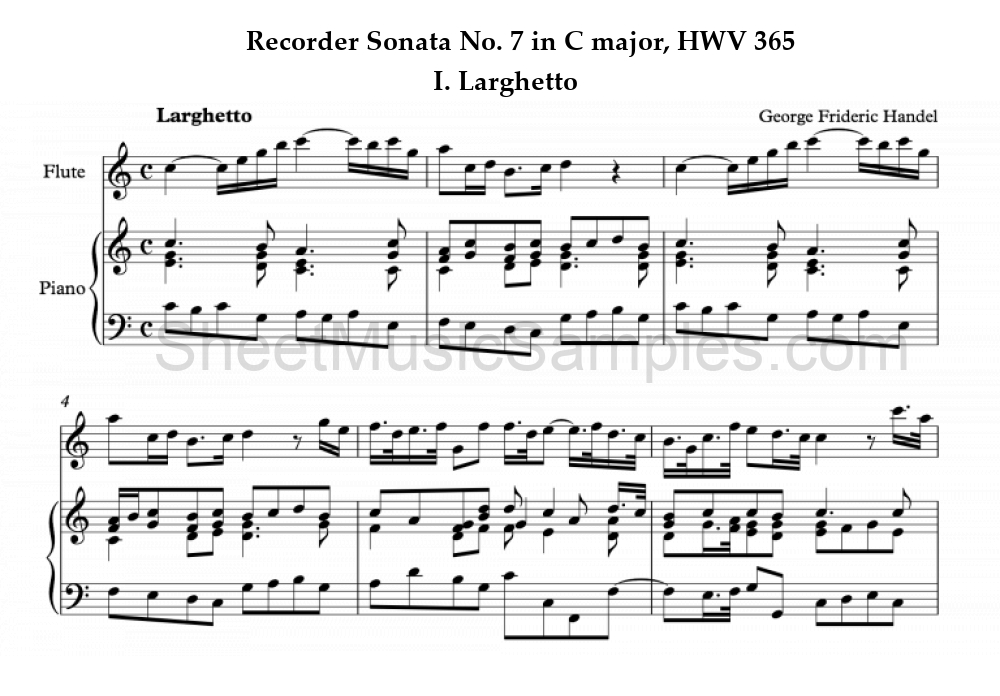 Recorder Sonata No. 7 in C major, HWV 365 - I. Larghetto