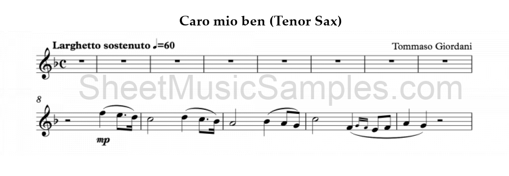 Caro mio ben (Tenor Sax)