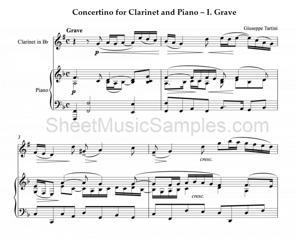 Concertino for Clarinet and Piano – I. Grave