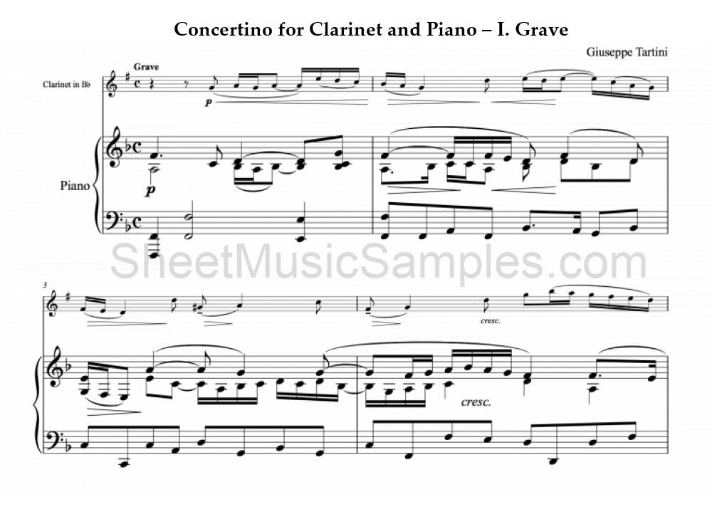 Concertino for Clarinet and Piano – I. Grave