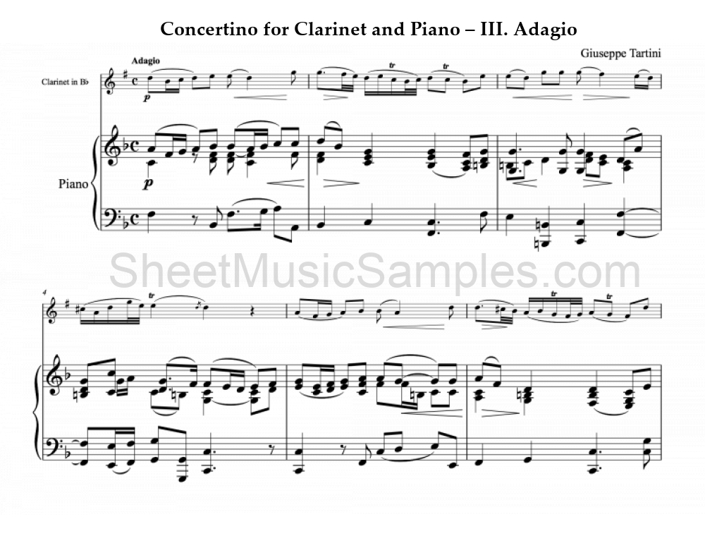 Concertino for Clarinet and Piano – III. Adagio