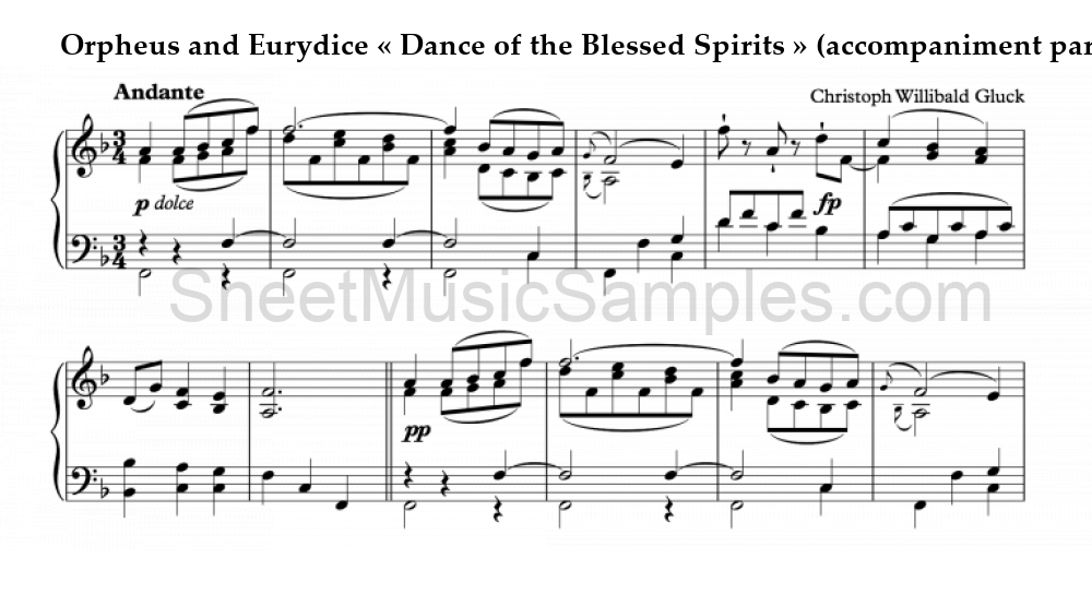 Orpheus and Eurydice « Dance of the Blessed Spirits » (accompaniment part)