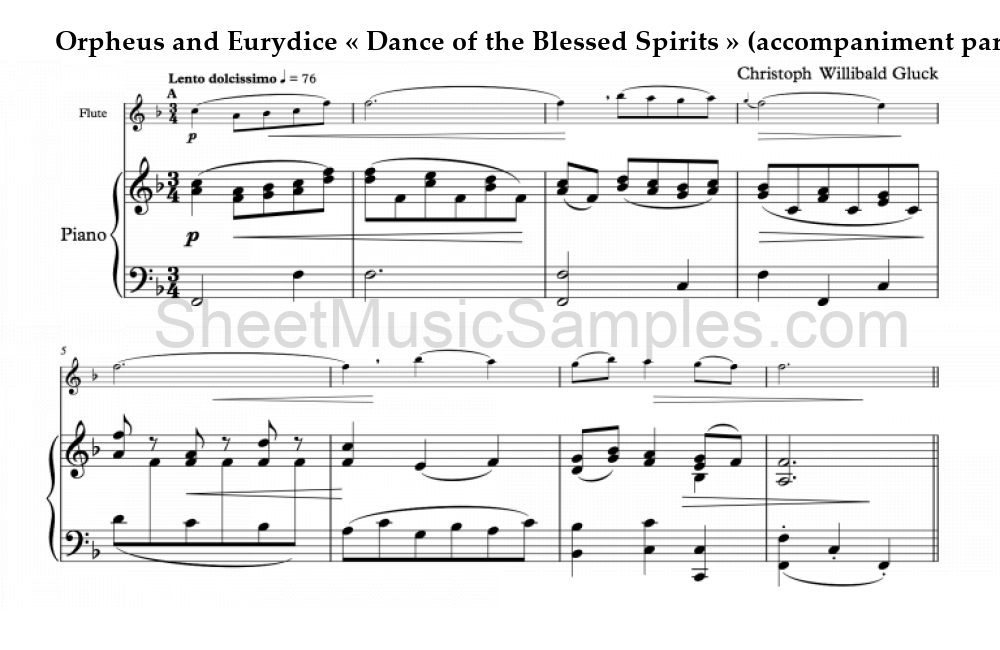 Orpheus and Eurydice « Dance of the Blessed Spirits » (accompaniment part)