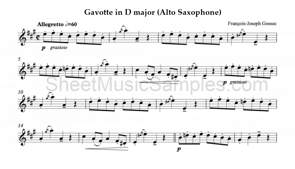 Gavotte in D major (Alto Saxophone)