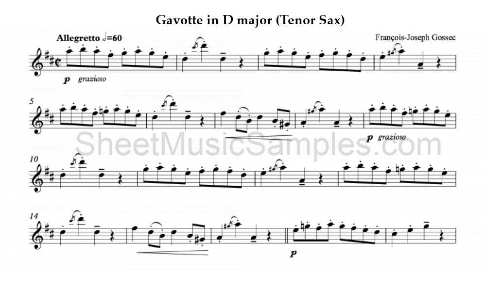 Gavotte in D major (Tenor Sax)