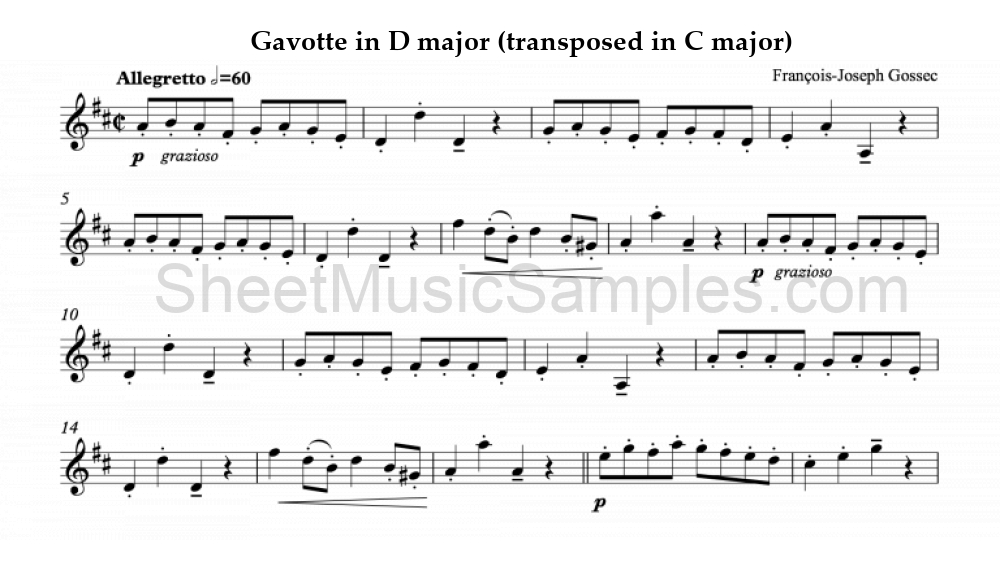 Gavotte in D major (transposed in C major)