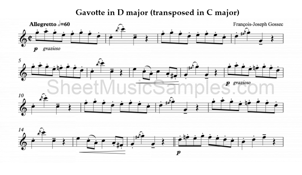 Gavotte in D major (transposed in C major)